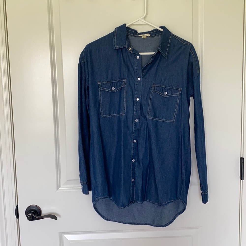 Small blue Jean button down top